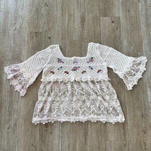Womens Ana & Rose White Crochet Top - XL